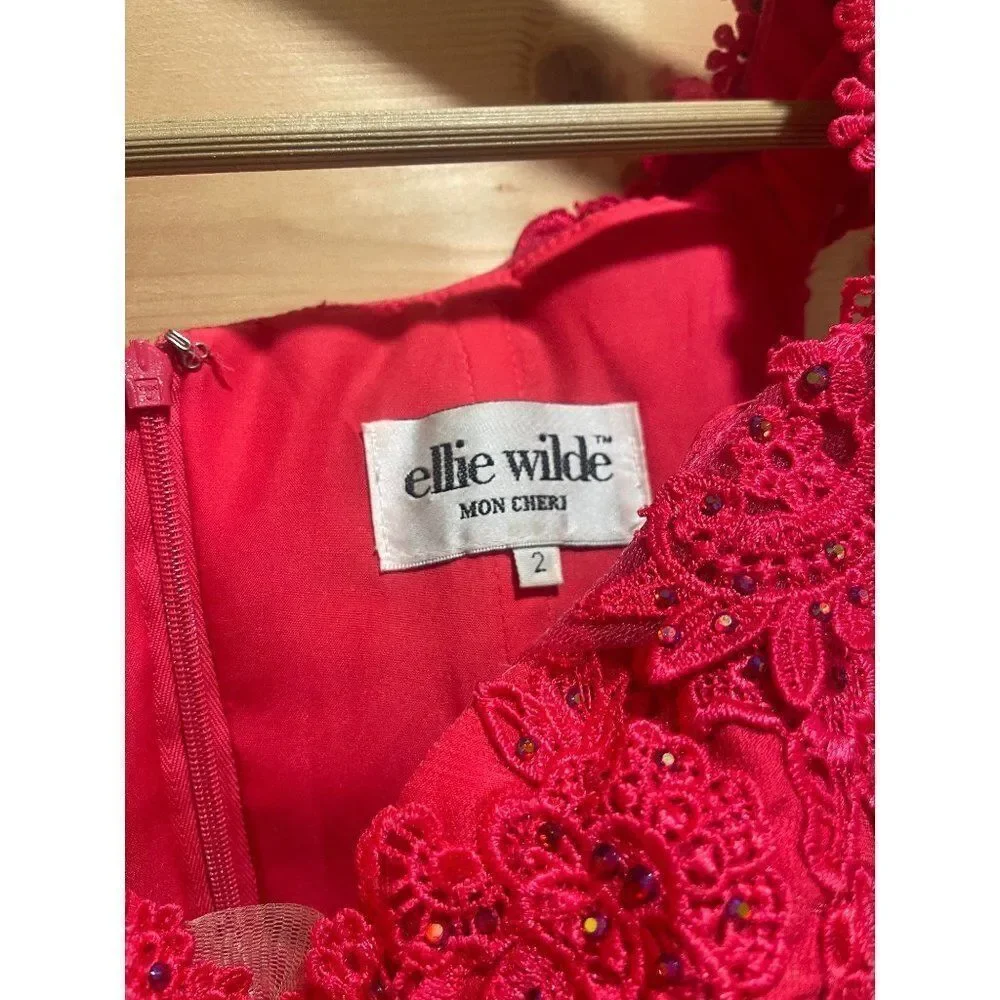 Ellie Wilde Mon Cherie Mikado Floral Beaded Pink Peekaboo Homecoming Mini Dress
